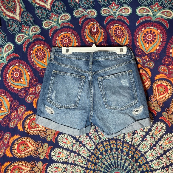 Button Fly Distressed Denim Shorts - Picture 2 of 4